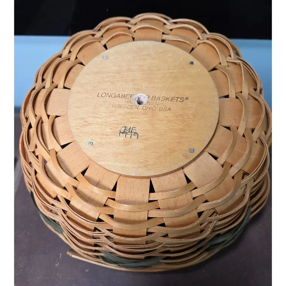 Vtg 1999 Longaberger Christmas Collection Popcorn Basket Combo w Holly Liner etc